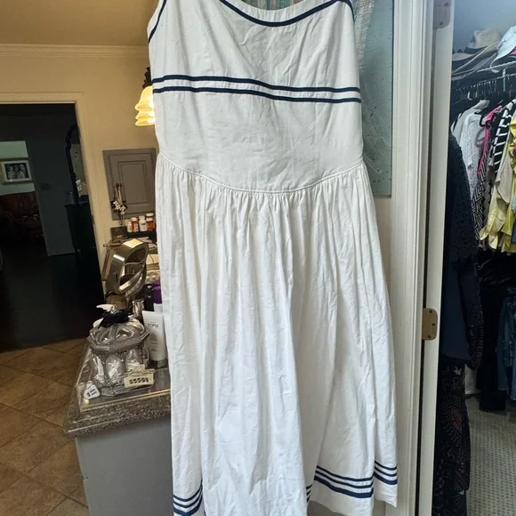 Ciao Lucia White and Blue Spaghetti Strap Sundress